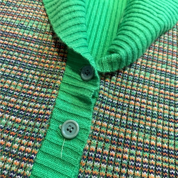 Vintage Green Ribbed Knit Button Cardigan Sweater Retro 70s - Picture 3 of 3